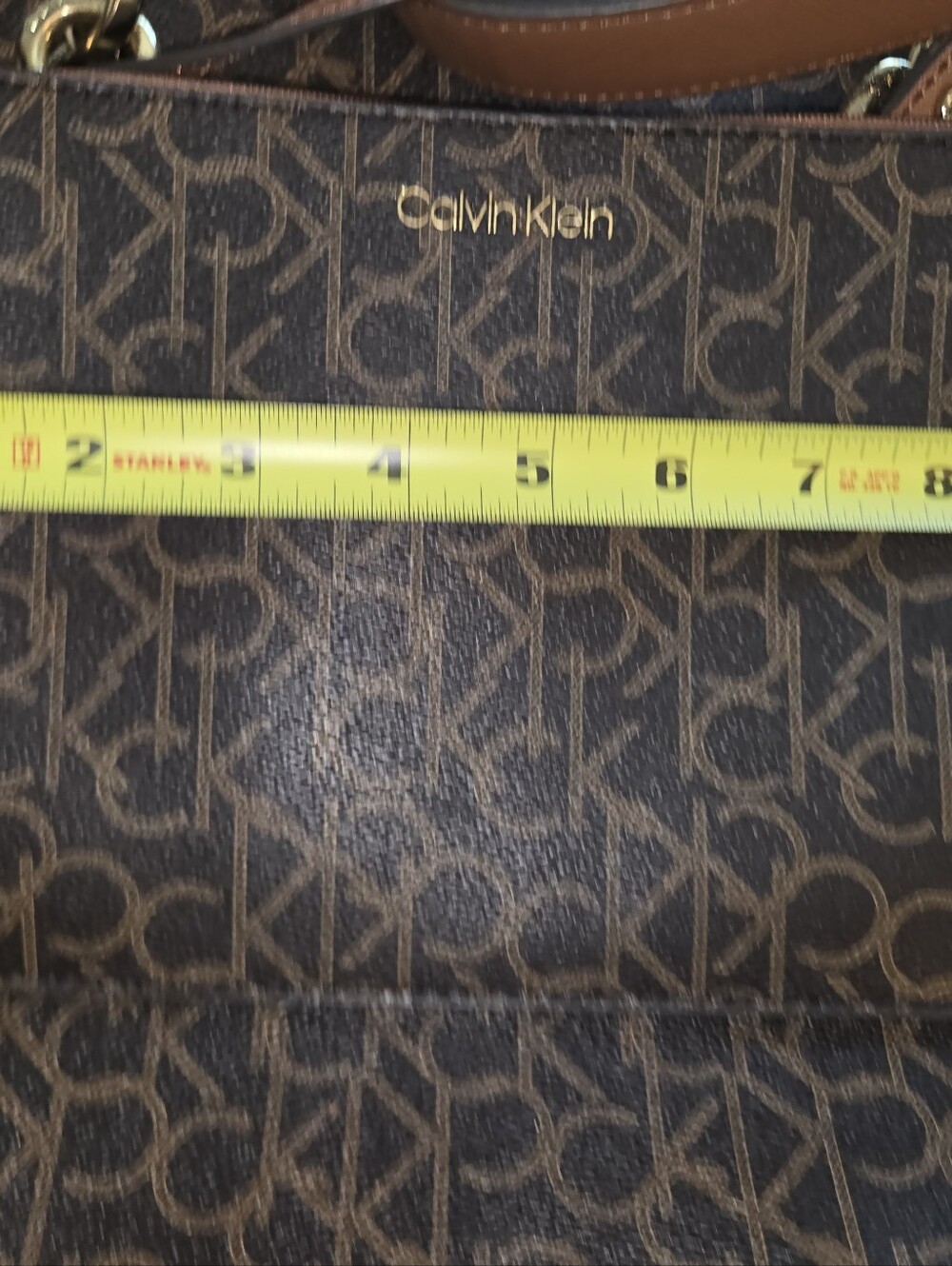 Calvin Klein Brown Monogram Logo Tote with Gold Hardware - Picture 10 of 11